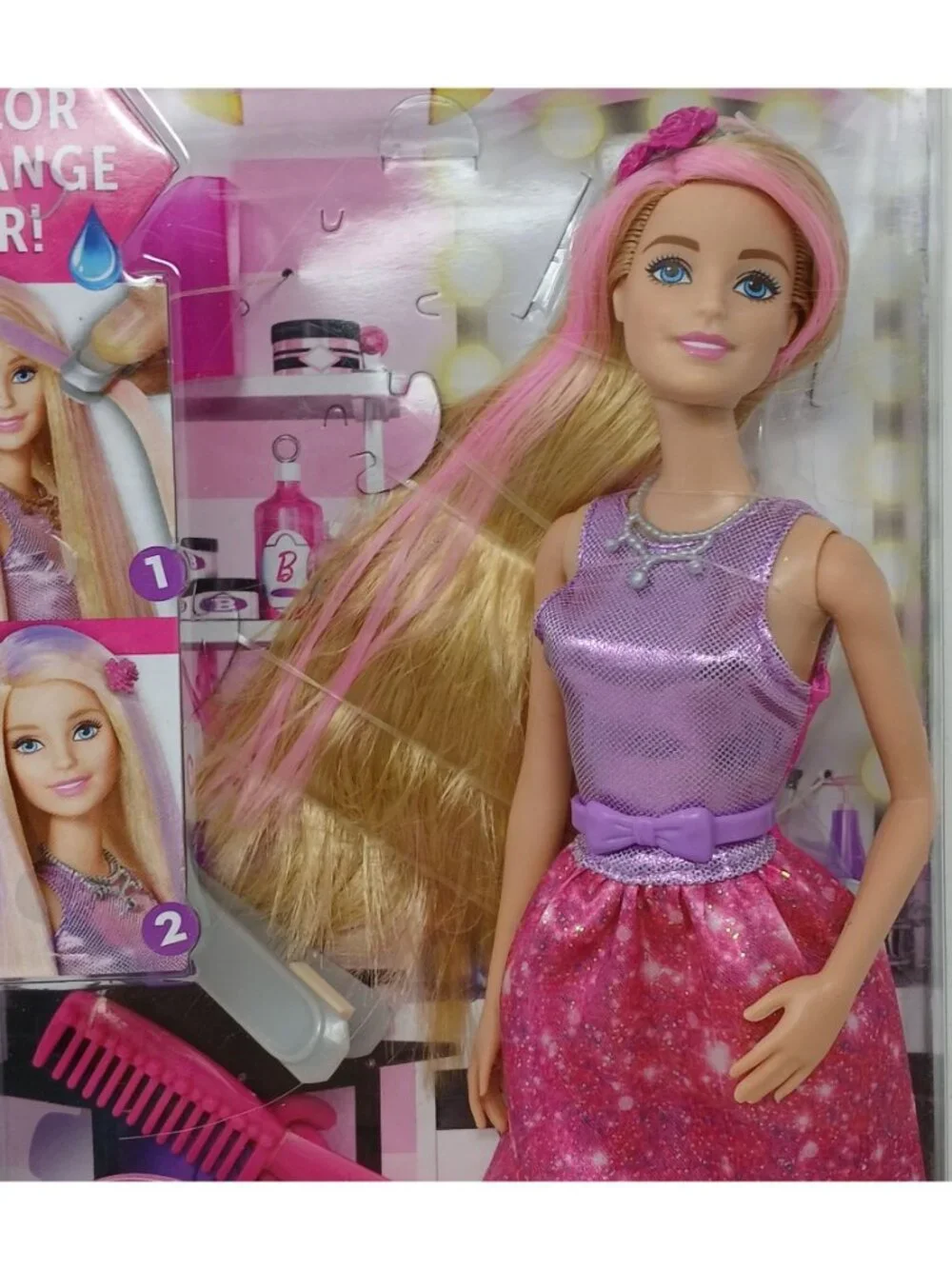 Barbie Color & Style Long Hair Changes Color w Styling Tool CFN47  #D-13